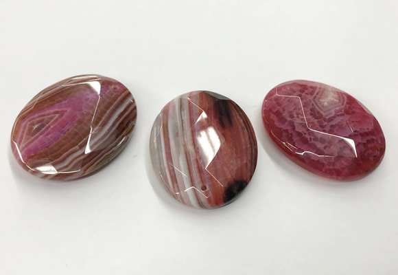 CGP3577 40*50mm faceted oval agate pendants wholesale