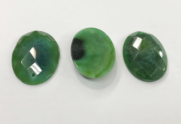 CGP3584 32*45mm faceted oval agate pendants wholesale