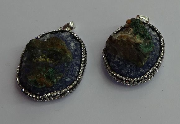 CGP367 30*40mm - 35*45mm freeform crystal glass & gemstone pendants