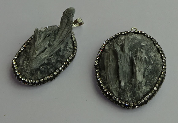 CGP368 30*40mm - 35*45mm freeform crystal glass & gemstone pendants