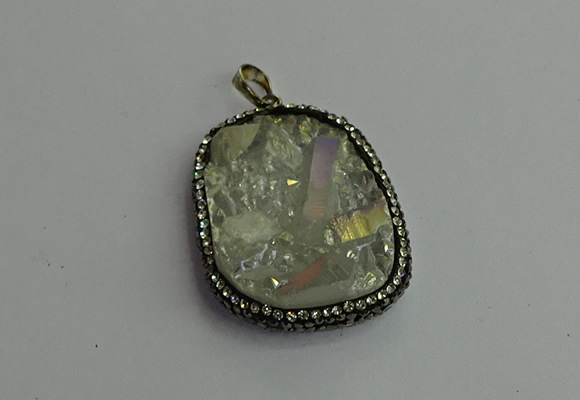 CGP375 30*40mm - 35*45mm freeform plated white crystal pendants