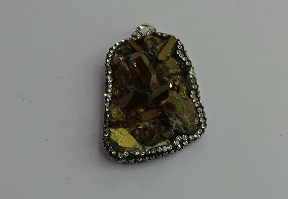 CGP376 30*40mm - 35*45mm freeform plated white crystal pendants