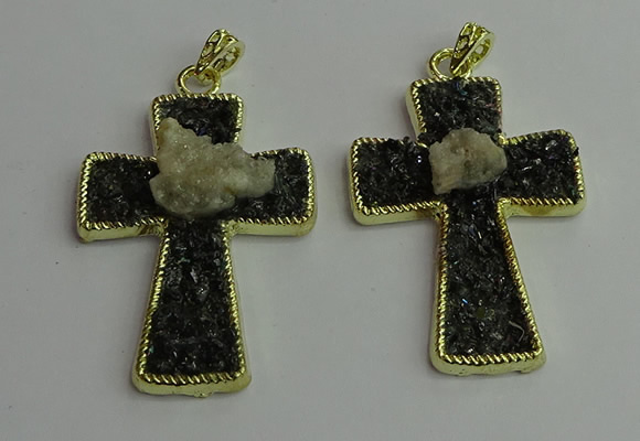 CGP403 40*60mm cross gemstone pendants wholesale