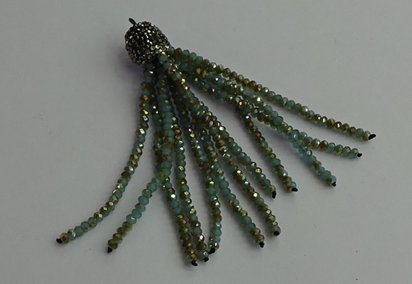 CGP423 2*3mm faceted rondelle handmade chinese crystal tassel pendants