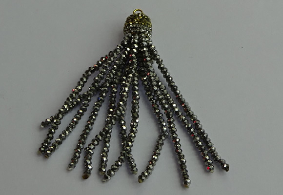CGP446 2*3mm faceted rondelle handmade chinese crystal tassel pendants