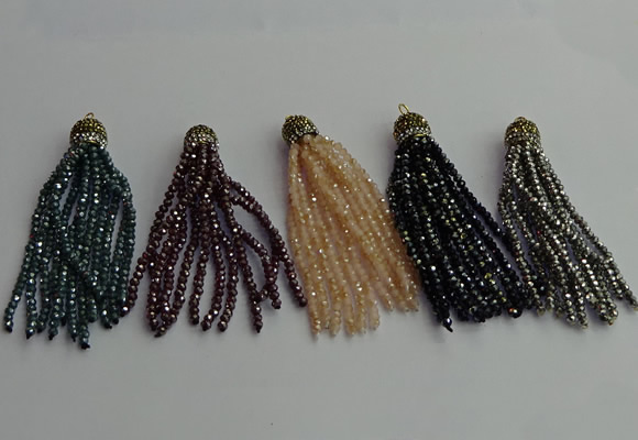CGP450 2*3mm faceted rondelle handmade chinese crystal tassel pendants