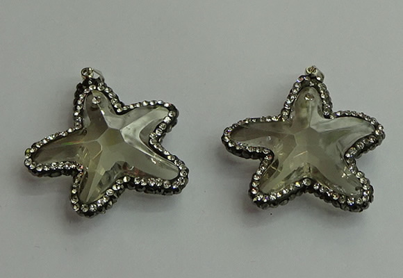 CGP506 35*35mm star crystal glass pendants wholesale