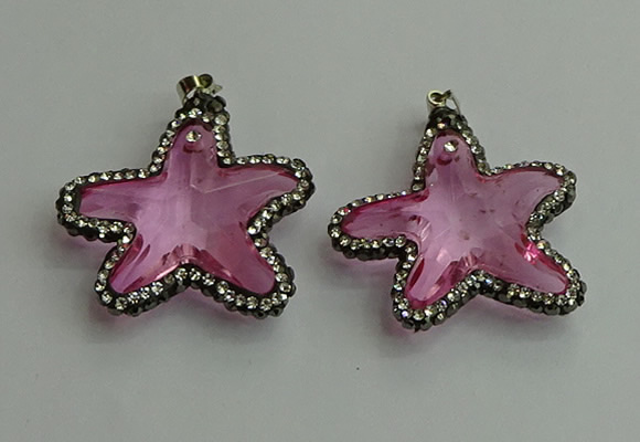 CGP508 35*35mm star crystal glass pendants wholesale