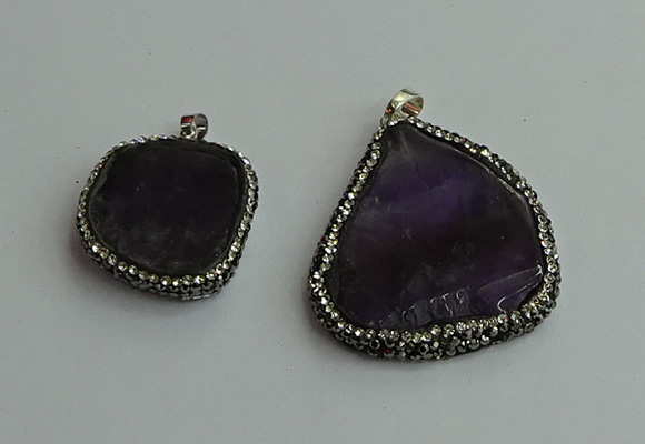 CGP560 25*35mm - 35*45mm freeform amethyst pendants wholesale