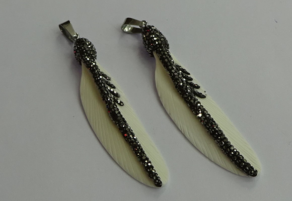 CGP650 18*75mm feather bone pendants wholesale