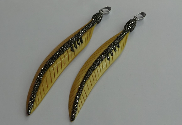 CGP656 18*95mm feather bone pendants wholesale