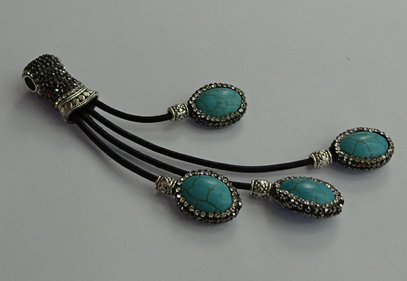 CGP668 15*20mm oval turquoise tassel pendants wholesale