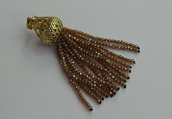 CGP674 2*3mm faceted rondelle handmade chinese crystal tassel pendants