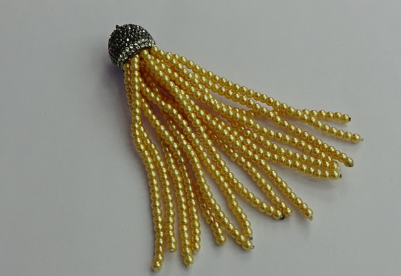 CGP678 3mm round handmade glass beaded tassel pendants wholesale
