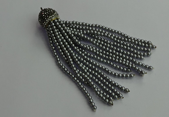 CGP679 3mm round handmade glass beaded tassel pendants wholesale