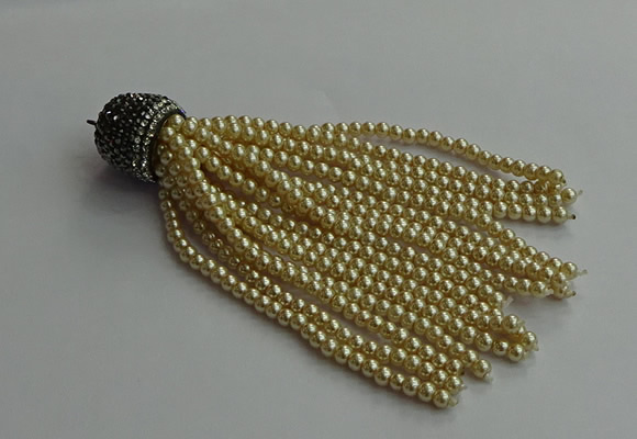 CGP718 3mm round handmade glass beaded tassel pendants wholesale