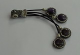 CGP724 16mm - 18mm coin amethyst tassel pendants wholesale