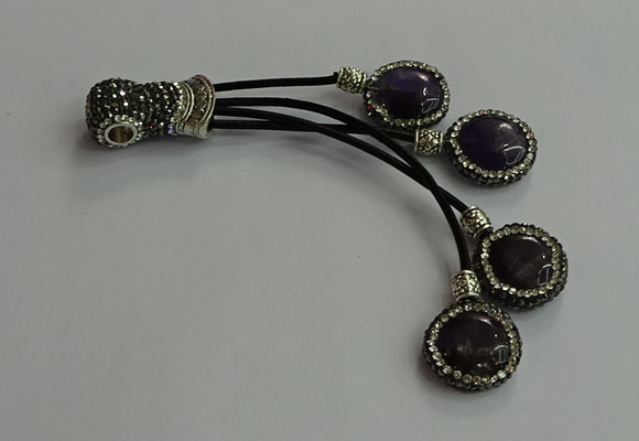 CGP724 16mm - 18mm coin amethyst tassel pendants wholesale