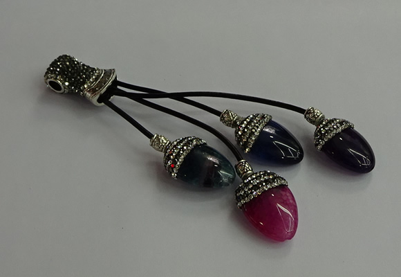 CGP743 18*25mm agate gemstone tassel pendants wholesale