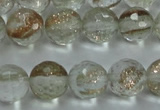 CGQ24 15.5 inches 8mm faceted round gold sand quartz beads