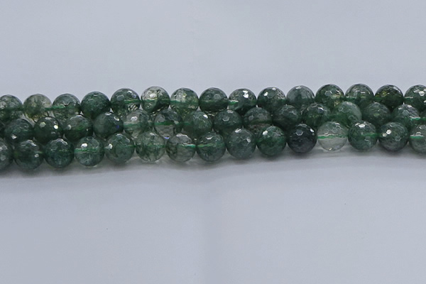 CGQ523 15.5 inches 10mm faceted round imitation green phantom quartz beads