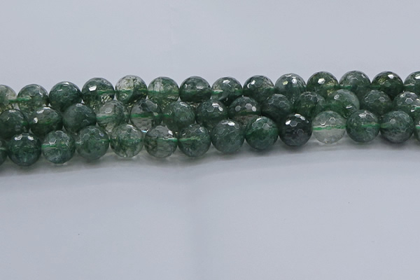CGQ524 15.5 inches 12mm faceted round imitation green phantom quartz beads