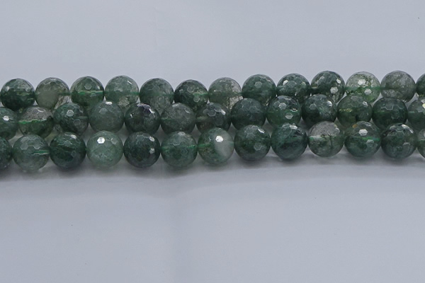 CGQ525 15.5 inches 14mm faceted round imitation green phantom quartz beads