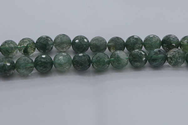 CGQ527 15.5 inches 18mm faceted round imitation green phantom quartz beads