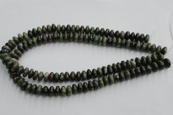 CGR05 16 inches 6*12mm rondelle green rain forest stone beads wholesale