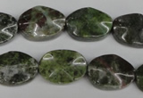 CGR22 15.5 inches 13*18mm wavy oval green rain forest stone beads