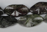 CGR23 15.5 inches 15*28mm wavy marquise green rain forest stone beads