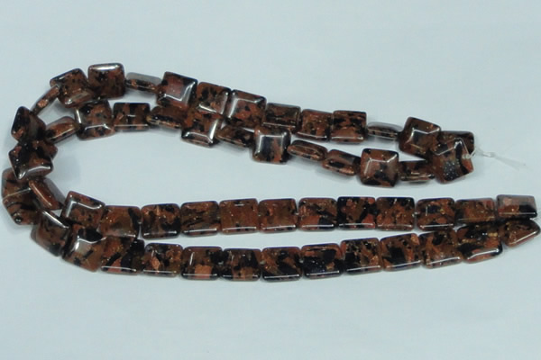 CGS215 15.5 inches 14*14mm square blue & brown goldstone beads wholesale