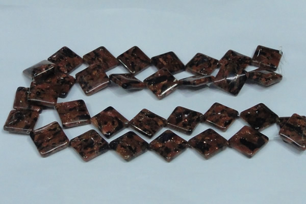 CGS220 15.5 inches 20*20mm diamond blue & brown goldstone beads