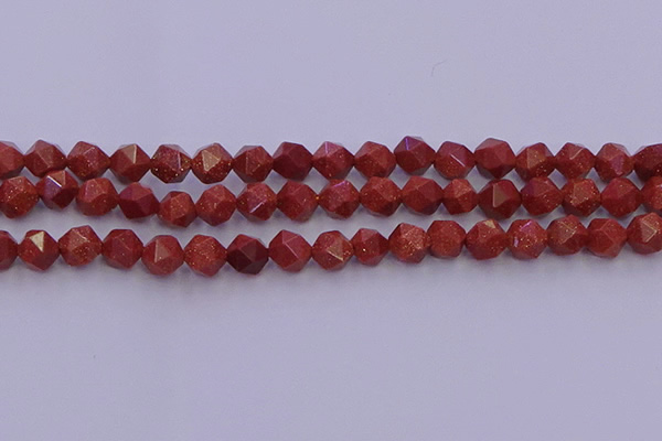 CGS452 15.5 inches 8mm faceted nuggets goldstone beads wholesale