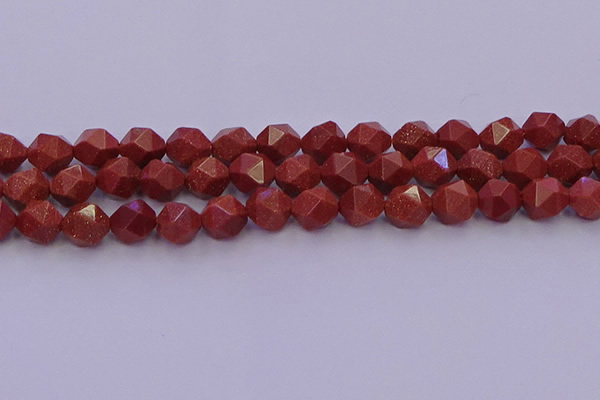 CGS453 15.5 inches 10mm faceted nuggets goldstone beads wholesale
