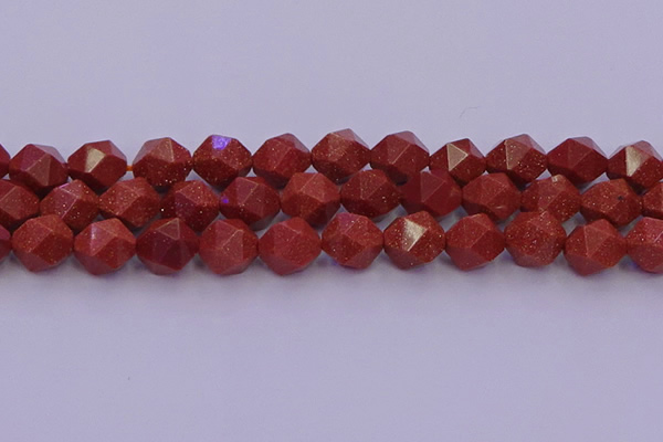 CGS454 15.5 inches 12mm faceted nuggets goldstone beads wholesale