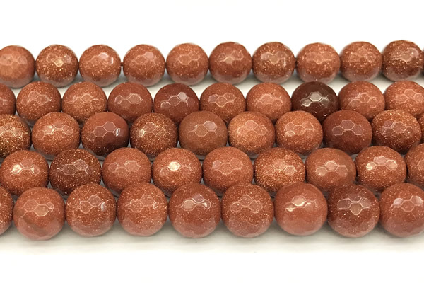 CGS493 15 inches 12mm faceted round goldstone beads
