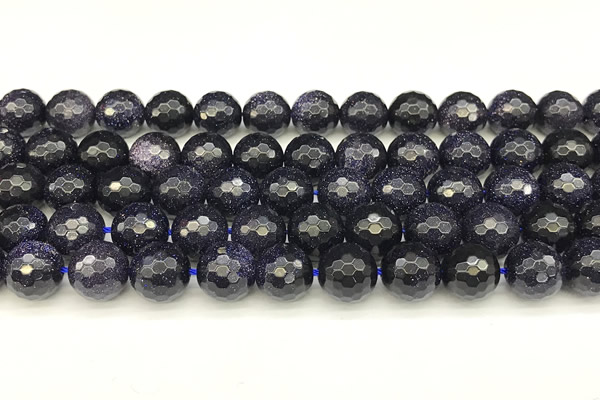 CGS496 15 inches 8mm faceted round blue goldstone beads