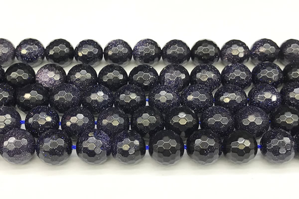CGS498 15 inches 12mm faceted round blue goldstone beads