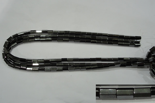 CHE126 15.5 inches 5*8mm faceted tube hematite beads wholesale