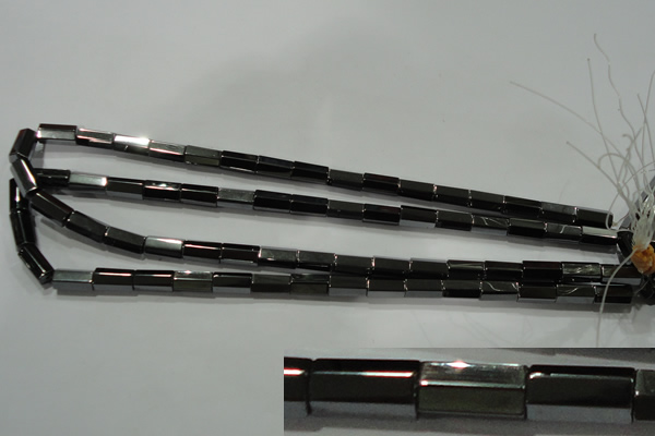CHE127 15.5 inches 6*12mm faceted tube hematite beads wholesale