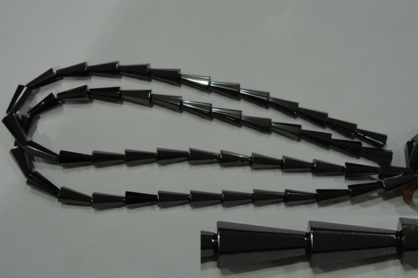 CHE174 15.5 inches 8*16mm faceted cone hematite beads wholesale