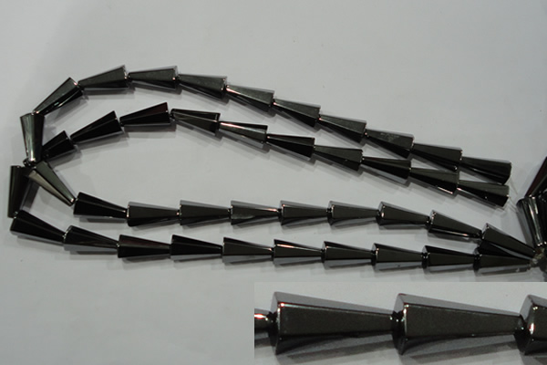 CHE176 15.5 inches 10*20mm faceted cone hematite beads wholesale