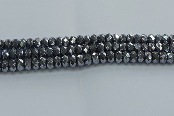 CHE2003 15.5 inches 6*10mm faceted rondelle hematite beads