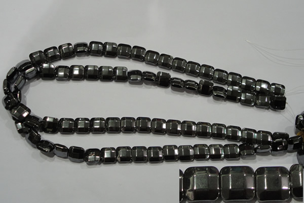 CHE288 15.5 inches 10*10mm faceted square hematite beads wholesale