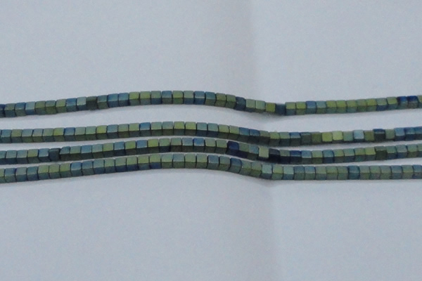 CHE444 15.5 inches 3*3mm cube matte plated hematite beads wholesale