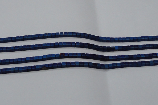 CHE446 15.5 inches 3*3mm cube matte plated hematite beads wholesale