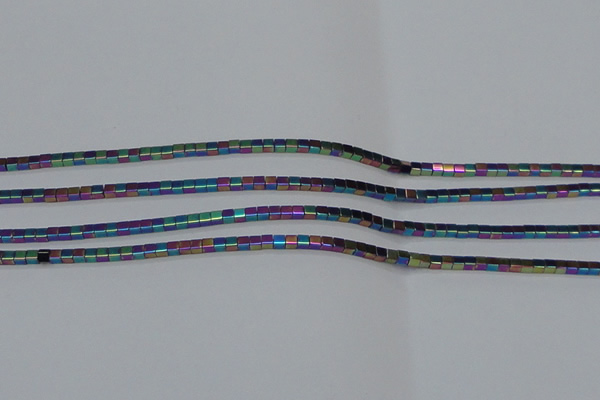 CHE453 15.5 inches 2*2mm cube plated hematite beads wholesale