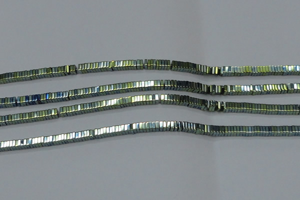 CHE572 15.5 inches 1*3*3mm square plated hematite beads wholesale
