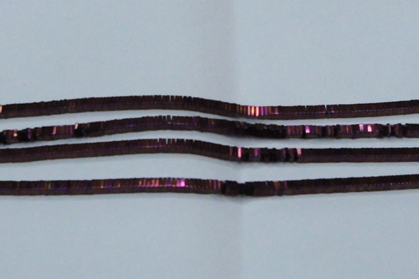 CHE573 15.5 inches 1*3*3mm square plated hematite beads wholesale